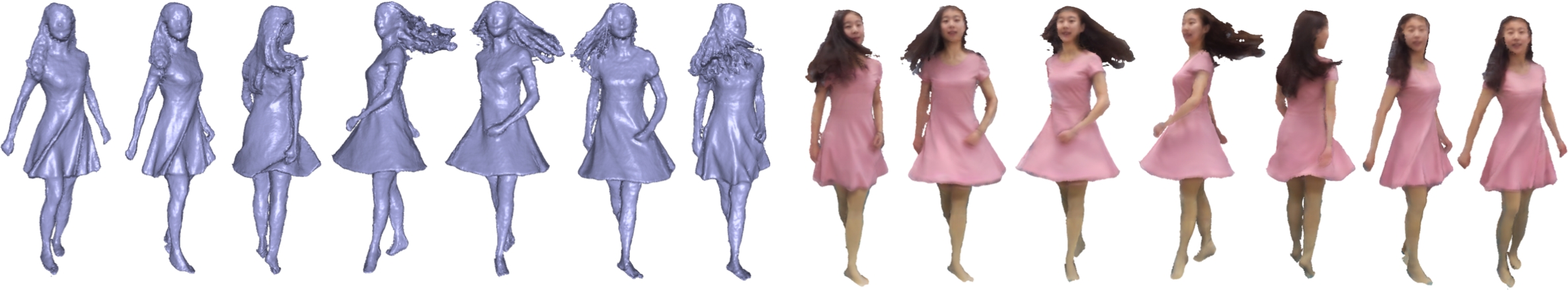 Temporally continuous reconstruction of a dancing performer